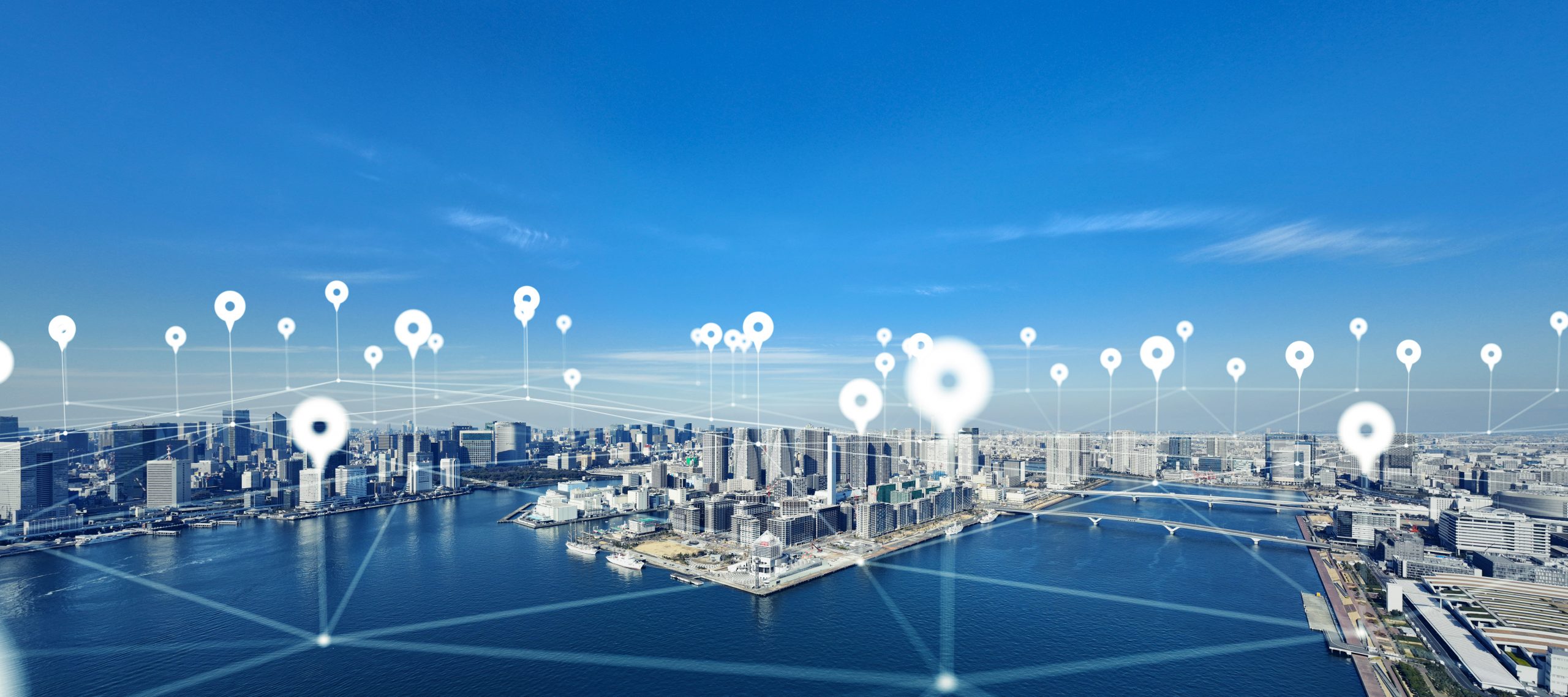 Modern cityscape and location information concept. GPS. Global P