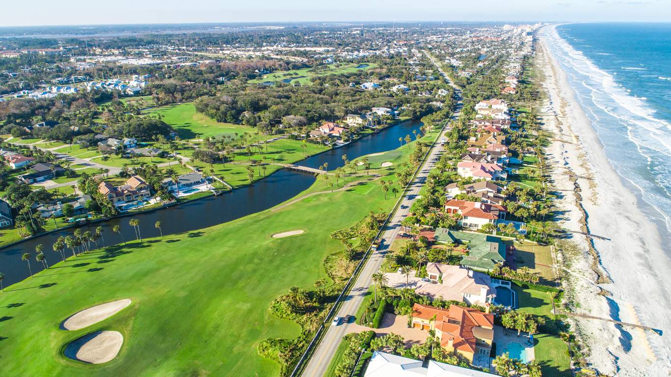 A gorgeous aerial view of Ponte Vedra Beach in Jacksonville, Florida